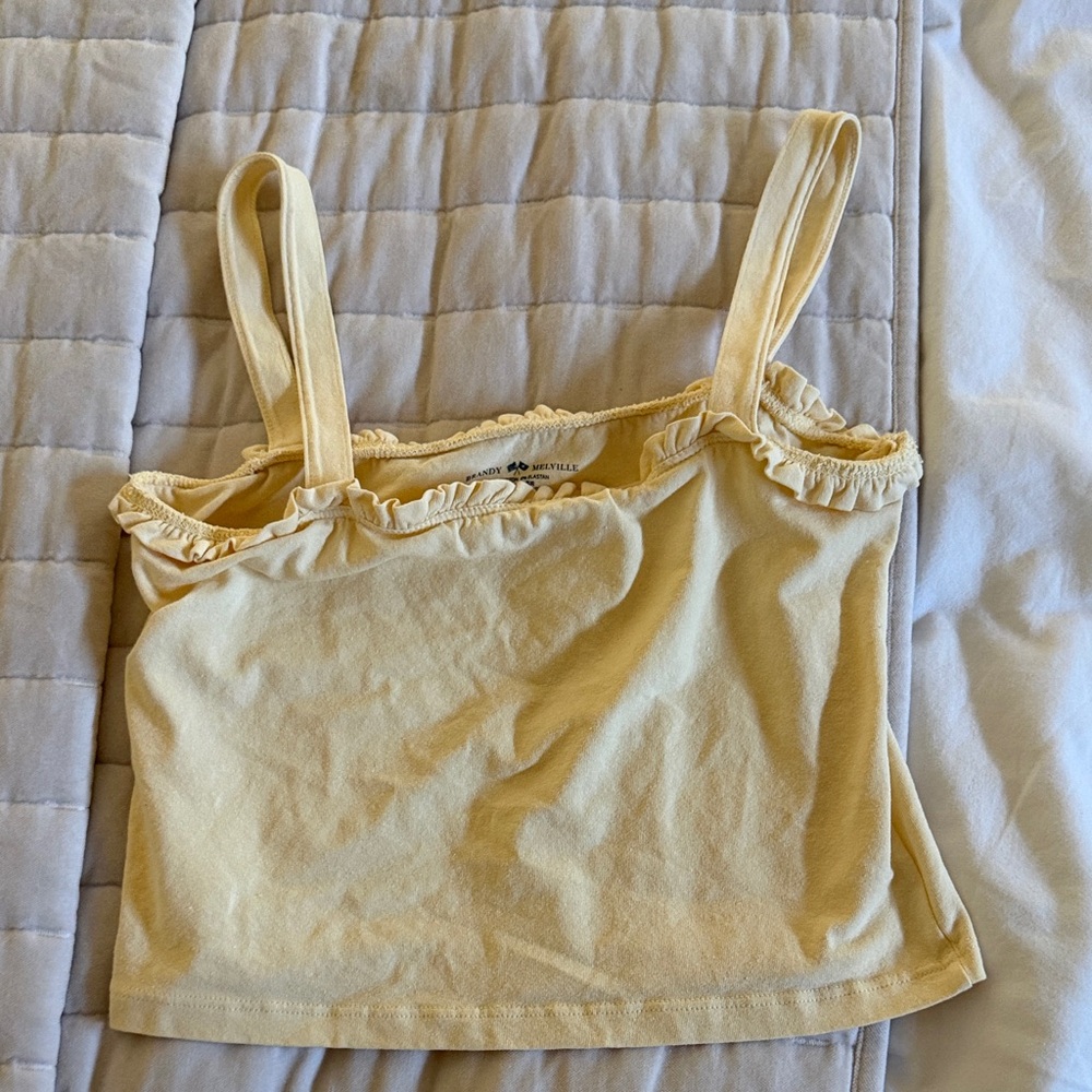 Brandy Melville Cream Ruffled Top